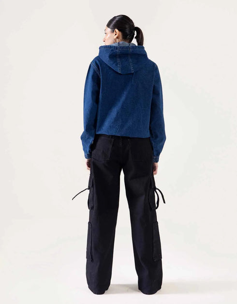 DENIM ZIPPER HOODIE